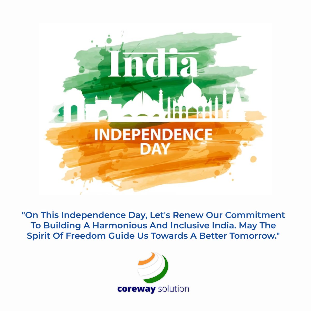 CorewaySolution's tweet photo. Happy Independence Day🙏 

Celebrating freedom, unity, and the journey of our great nation! Let's cherish the past, embrace the present, and pave the way for a brighter future🎉 

#IndependenceDay #76YearsOfFreedom #LandOfTheFree #ProudMoment #CorewaySolution https://t.co/exQhR7nHkB