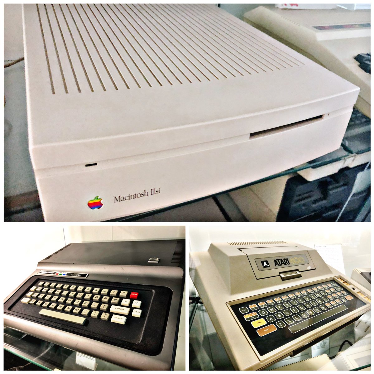 SWRetroComp's tweet photo. Today’s #RetroTrio offers you the #Macintosh #IIsi, #TRS80 #CoCo and #Atari400.  Which will you keep, gift to a friend and delete forever? #RetroComputing #ComputerHistory #RetroGaming #VideoGames https://t.co/99A2q5TiwI