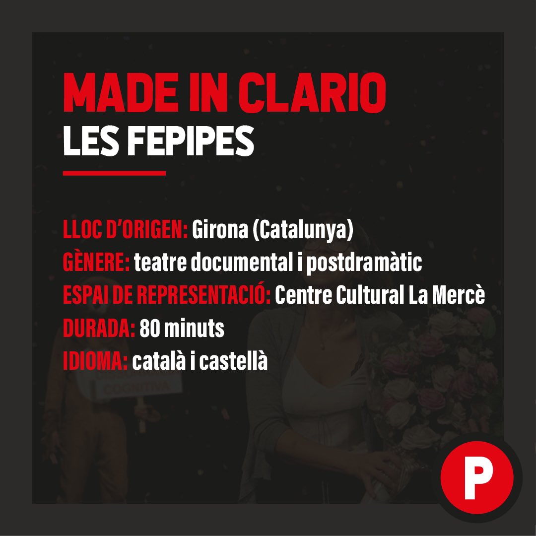 FITAGGIRONA's tweet photo. 🎭 Made in Clarió | Les Fepipes 🎭

👉 Made in Clarió s’inspira parcialment en "When Prophecy Fails" de Leon Festinger, ideòleg de la teoria de la dissonància cognitiva, un fenomen social que molts necessitem resoldre —autoenganyant-nos, si fa falta— per evitar la frustració. https://t.co/7VQJls9Zjg