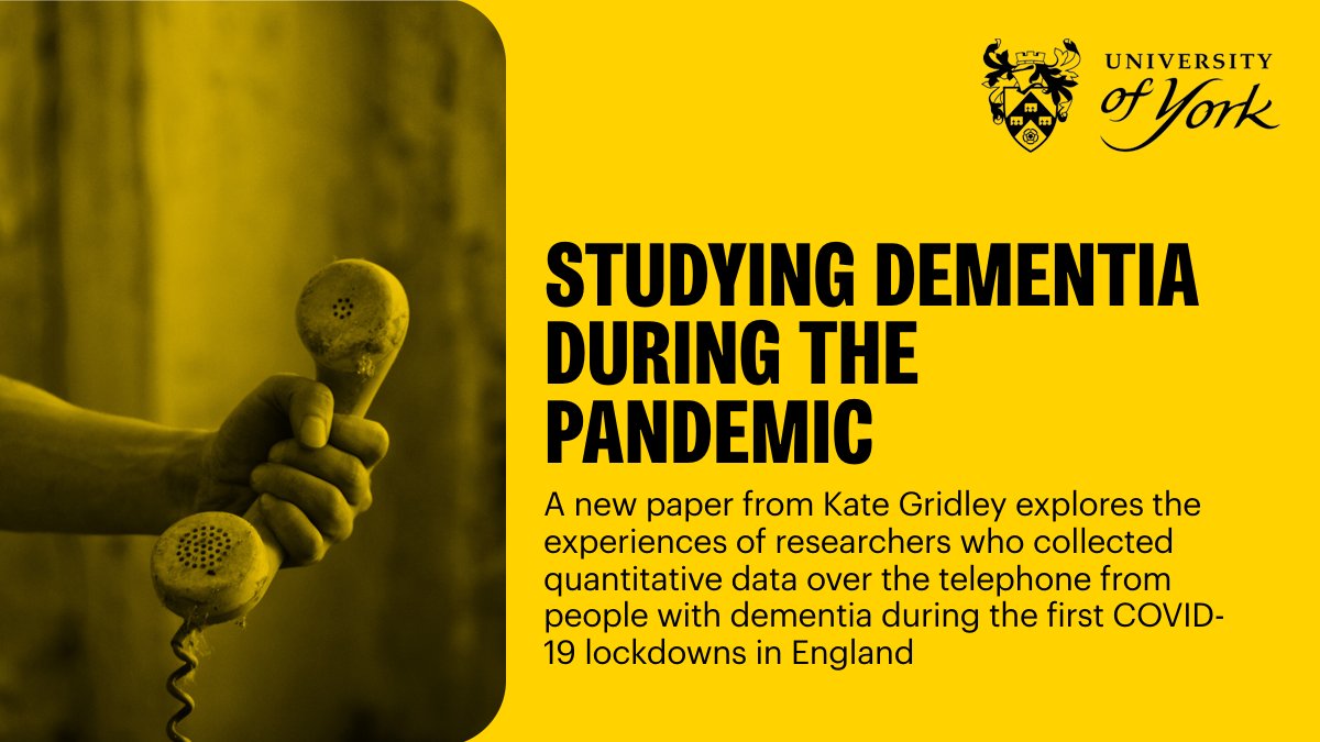 📞 During the #COVID19 pandemic, face-to-face research became problematic. This paper from @GridleyKate explores experiences of researchers who collected quantitative data over the telephone from people with dementia during the first lockdowns in England journals.sagepub.com/doi/full/10.11…