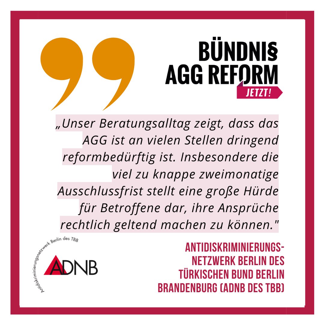 BUG_eV_'s tweet photo. Seit dem 18.8.2006 hat  Deutschland ein Gesetz, das vor #Diskriminierung schützen soll: das Allgemeine
Gleichbehandlungsgesetz. Es ist oft unwirksam &amp; hat Schutzlücken. Als Bündnis #AGGReform - Jetzt! erklären wir euch, warum es dringend eine Reform des Gesetzes braucht. https://t.co/gHDio8PR0w