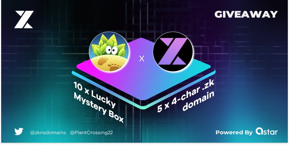 zknsdomains's tweet photo. 🚀@zknsdomains & @PlantCrossing22 Partnership Giveaway
- 10 x Plant Crossing Lucky Mystery Box
- 5 x 4-Char Random .zk Domain (worth $500!!)

👏15 seats are provided for those prizes.

➡️Join us at here:
https://t.co/Ta1FgCX36C
#DID #zkSync #Layer2