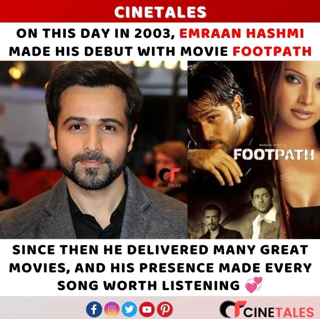 cine_tales's tweet photo. 20 years of Emraan Hashmi ❤️ #EmraanHashmi #20YearsOfEmraanHashmi #Footpath #20YearsOfFootpath @emraanhashmi https://t.co/Q5leVAMvKn