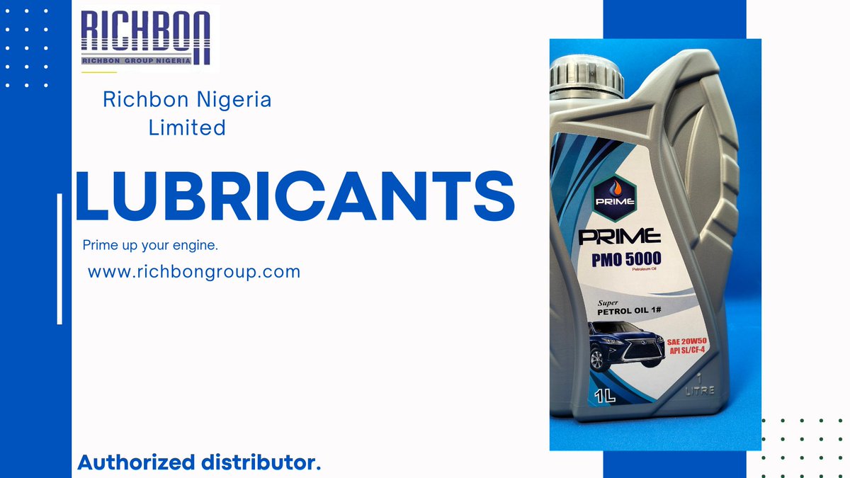 RichbonGroup's tweet photo. @MobilePunch Prime up your engine with our prime oil lubricants and car care products. For more details visit us on https://t.co/Bm2a1I7giw https://t.co/NkDgDmcBml
