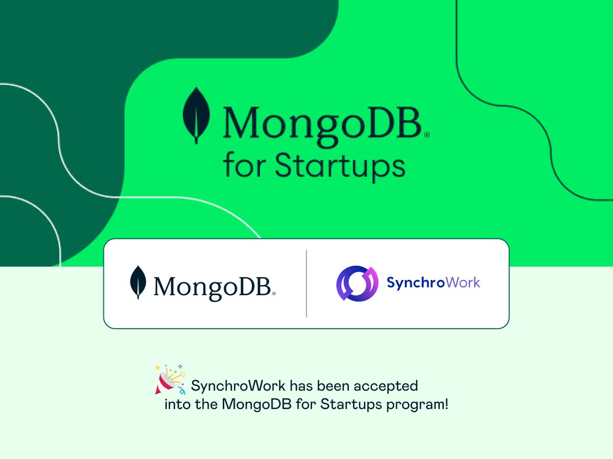 synchrowork's tweet photo. We're absolutely thrilled to announce that SynchroWork has been accepted into the prestigious MongoDB for Startups program! 

This is a significant milestone that underscores our vision and the pace at which we're advancing.

#BuiltWithMongoDB #mongodbforstartups https://t.co/A6ueUUl2WO