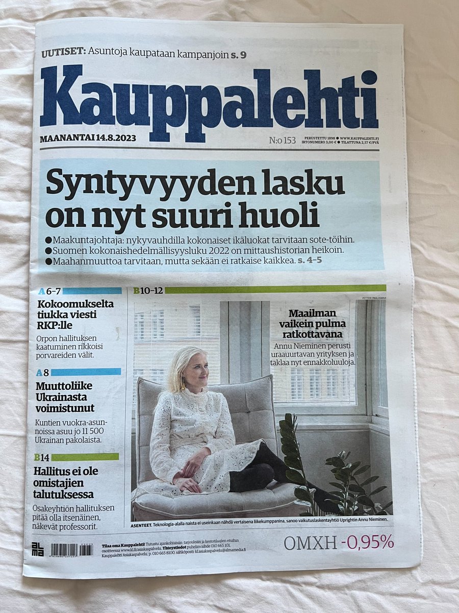 'Solving the world's hardest problem' states the cover story about Upright's Founder & CEO @annunieminen in the Finnish business daily @KauppalehtiFi. A great deep dive into Upright & the net impact model! Full story in Finnish here (paywalled): kauppalehti.fi/uutiset/annu-n…