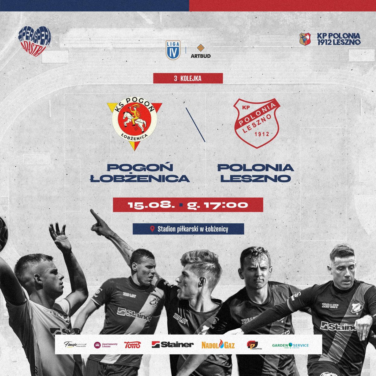 KPPoloniaLeszno's tweet image. W wyjątkowe Święto Wojska Polskiego rozegramy mecz wyjazdowy w Łobżenicy. Naszym rywalem będzie miejscowa Pogoń. Po zwycięstwo! ⚪️🔴 #POGPOL

⚔️ Pogoń Łobżenica, #POGPOL
🗓️ Wtorek, 15 sierpnia
🕒 17:00
🏟️ Stadion piłkarski w Łobżenicy
