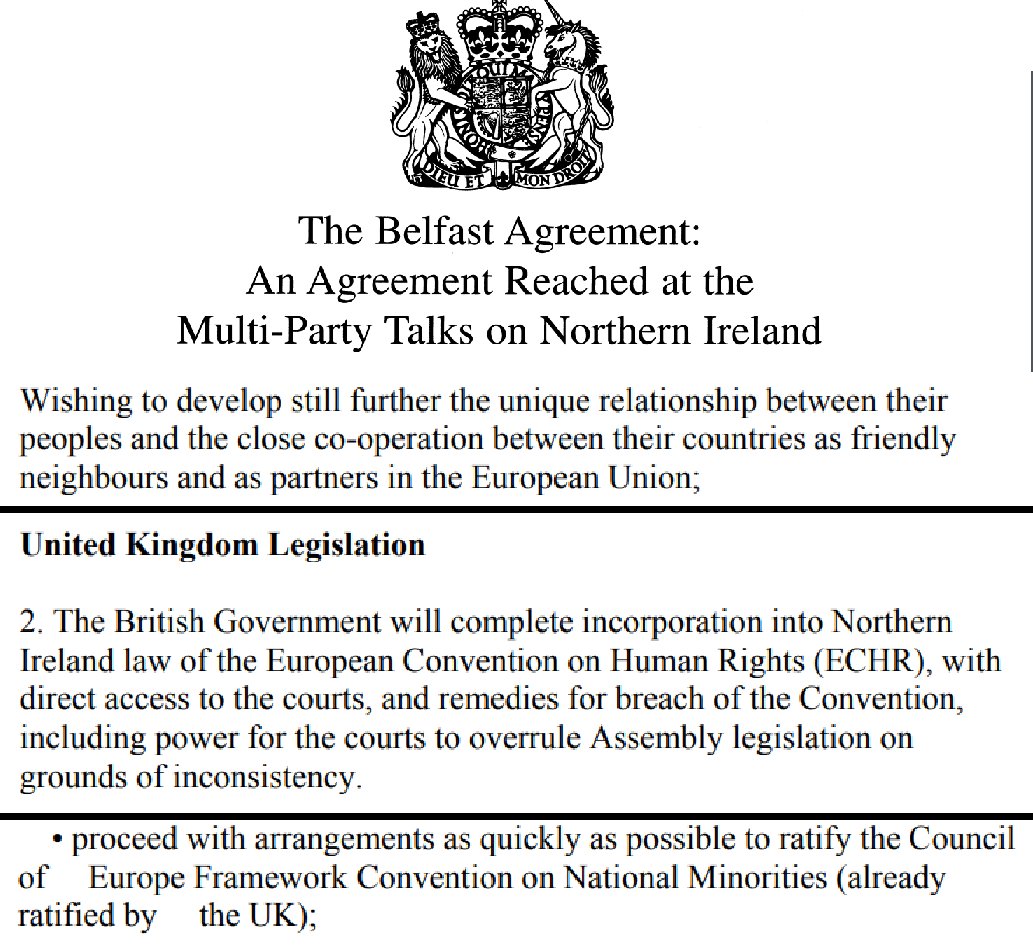 Femi (@femi_sorry) on Twitter photo <a href="/RishiSunak/">Rishi Sunak</a> The European Convention on Human Rights is mentioned 10 times in the Good Friday Agreement.
The UK's membership of the Council of Europe is referenced twice.
And the UK agreed to work within the EU.
Your party has done more to undermine the Belfast Peace Agreement than anyone. <a href="/RishiSunak/">Rishi Sunak</a> The European Convention on Human Rights is mentioned 10 times in the Good Friday Agreement.
The UK's membership of the Council of Europe is referenced twice.
And the UK agreed to work within the EU.
Your party has done more to undermine the Belfast Peace Agreement than anyone.