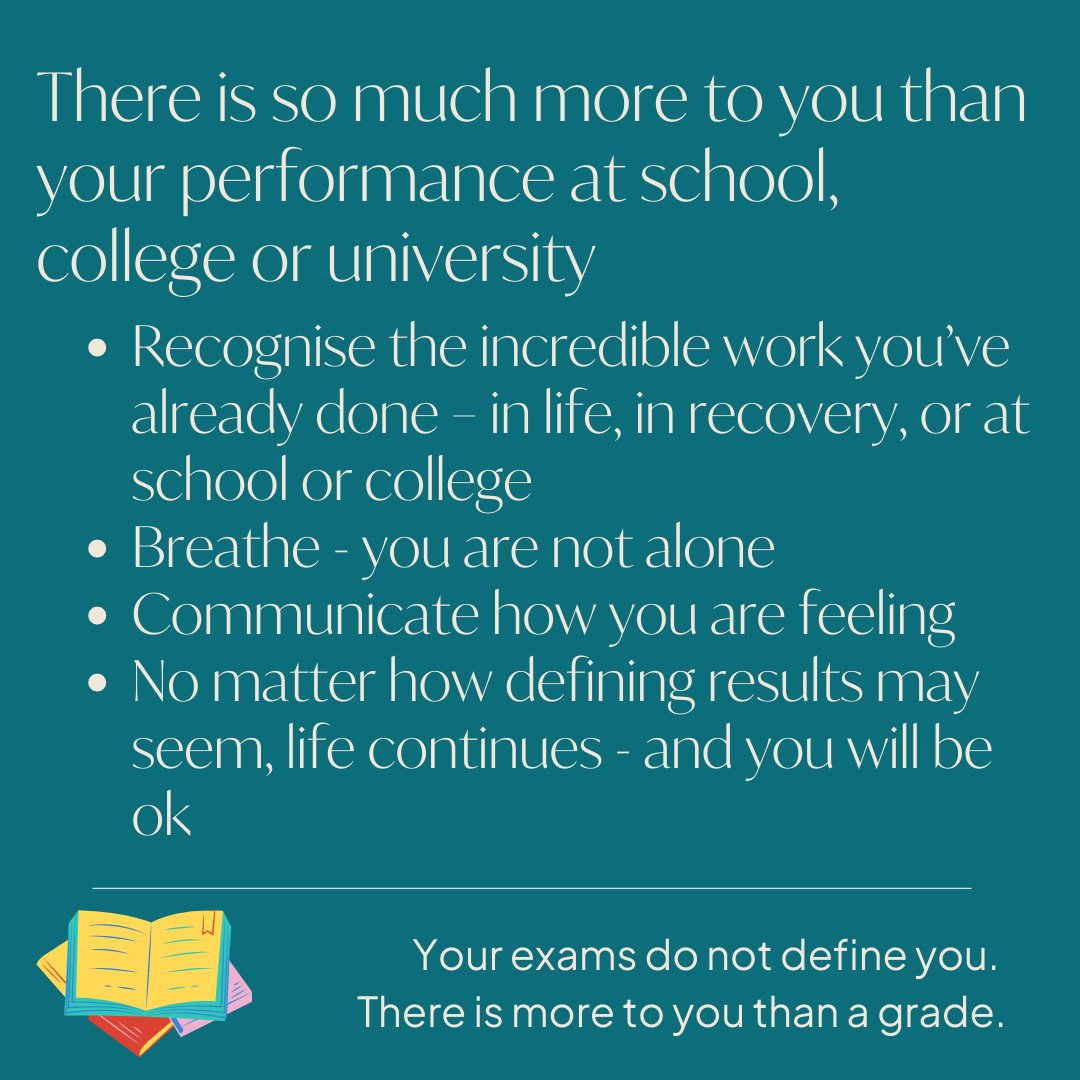 It's #ExamResultsWeek, which can often be a time of high anxiety. ✨⁠

Remember, there is so much more to you than your #ExamResults. They do not define you.⁠ 📖

#BeingBrave #ExamResults #StudentTips #eatingdisorders #edrecovery
