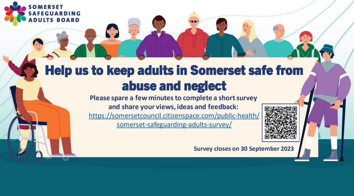 📢 There are only two weeks left before our survey is closed!

If you're a #Somerset resident, please click the link below to complete a short survey and help us to keep adults in Somerset safe from #abuse and #neglect 👇

#ASC | #safeguarding

somersetcouncil.citizenspace.com/public-health/…