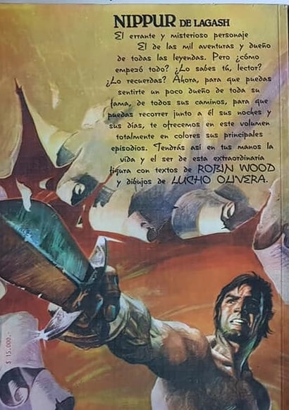 Contratapa del "Libro Negro" de Nippur, 1971. Lucho Olivera