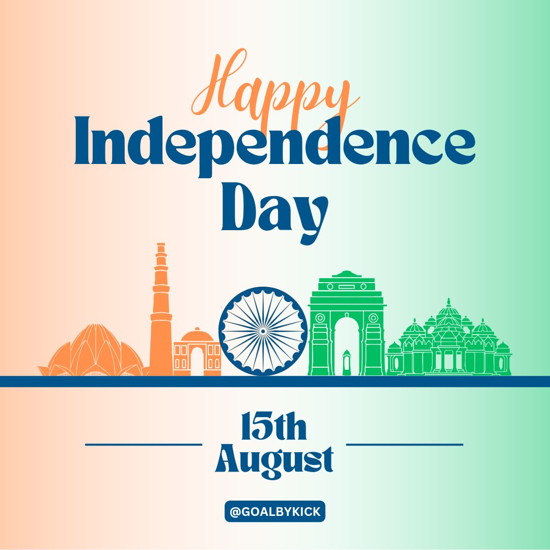 Wishing everyone a Happy Independence Day 🥳🙏

#indianfootball #india #goalbykick #independenceday #happyindependenceday #weareindia 
#IndependenceDay2023