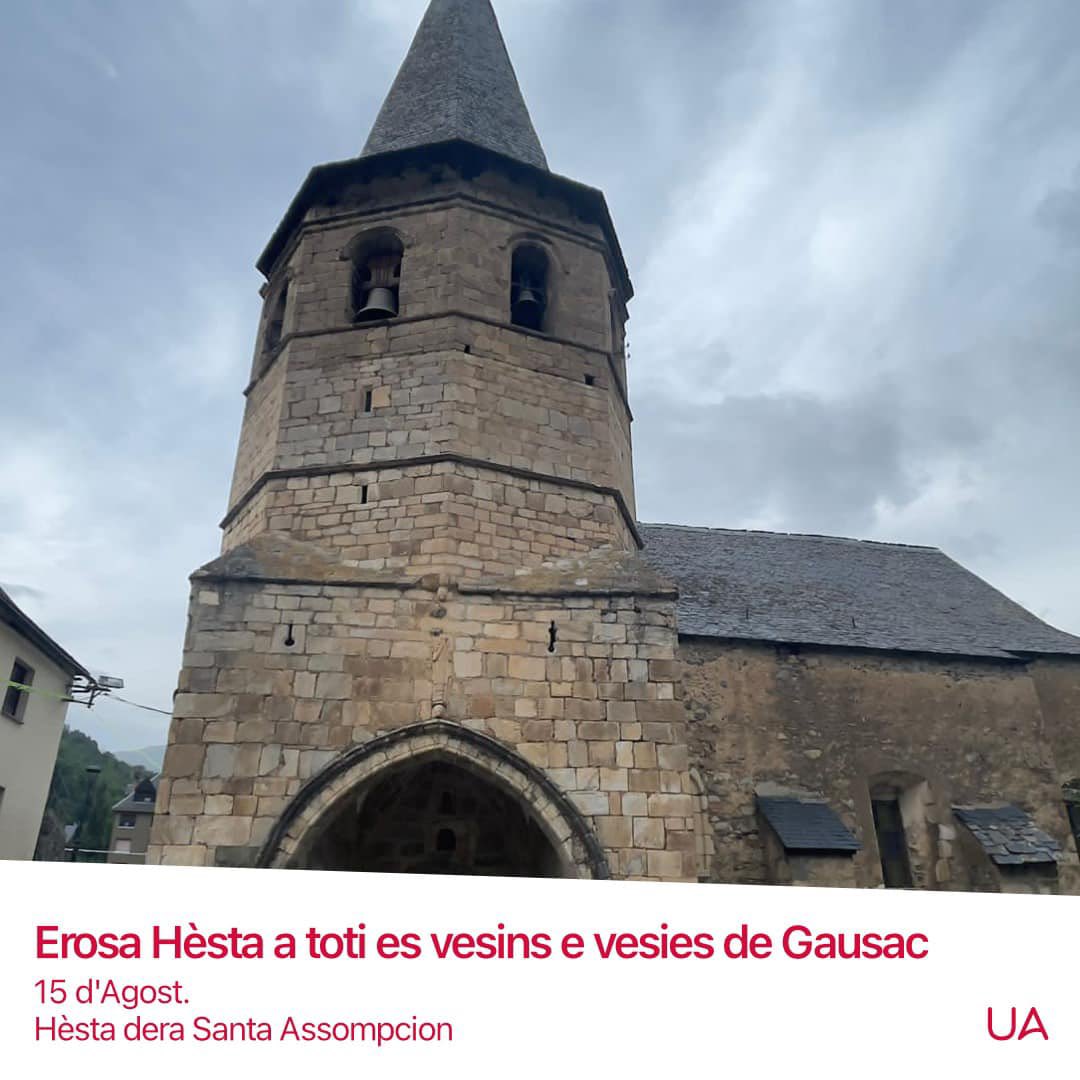 unitatdaran's tweet photo. Volem felicitar as vesins e vesies de Vila, Gausac, Montgarri, Bossòst, Mont, Vilamòs, Garòs e Bausen ena sua Hèsta Major dera Santa Assompcion.
Erosa Hèsta Major!🥳
#UnitatdAran #ValdAran #Garos #Bausen #Vilamos #Montgarri #Mont #Gausac #Bossost #Vila #SantaAssompcion https://t.co/xTjWHL7hsf