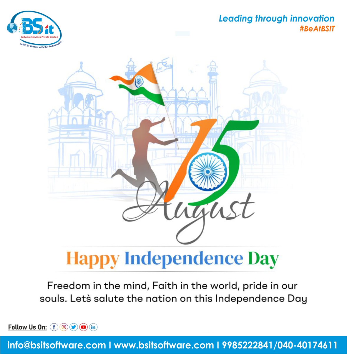 bsitsoftware's tweet photo. Let's remember the sacrifices of our freedom fighters today.
Happy Independence Day
#bhanuchandargarigela #sharadanenavath #bsitsoftware #bsit #bsitsoftwareservices #HappyIndependenceDay #HappIndependence #India #Patriotism #IndependenceDay #AzadiDiwas #ProudIndian #JaiHind https://t.co/upb1M8VVkd