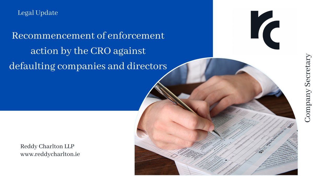 Click below to read Maeve Walsh's latest article on the recommencement of enforcement action by the Companies Registration Office against defaulting companies &amp; directors.
linkedin.com/feed/update/ur… #irishlaw #law #companysecretary #cro #legalupdate #directors #annualreturn #covid19