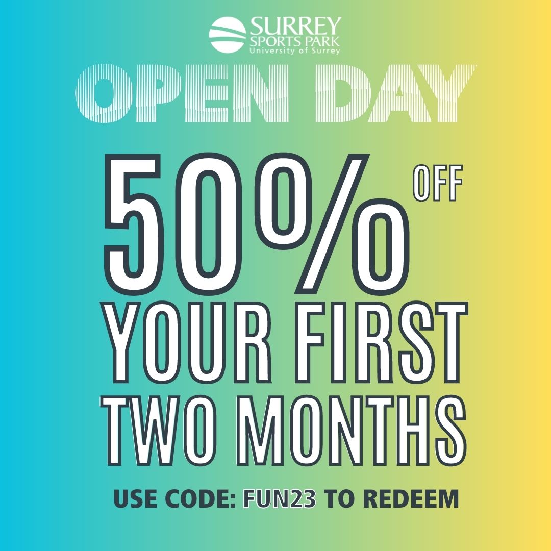 We're running an Open Day membership offer until Thursday 31st August. Sign up today and get 50% off your first two months - available on all public memberships. Come visit us at SSP or use the code FUN23 online to redeem now! 📷 T & C's apply #surreysportspark