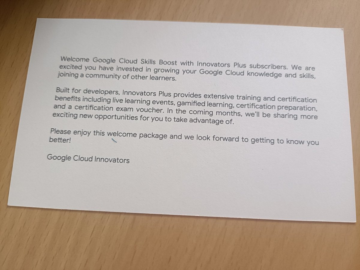 TPinyane's tweet photo. Google Cloud Innovators Plus Member welcome package well received 🎊
Thank you @googlecloud
#GoogleCloud #GoogleCloudNext #innovatorsplus https://t.co/hhOzy3WWCg