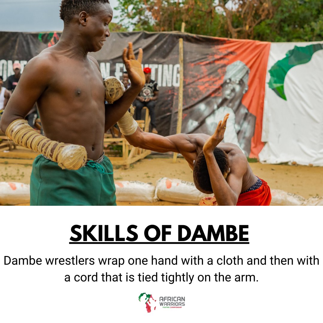 africanwfc's tweet image. #Dambe wrestlers wrap one hand with a cloth and then with a cord that is tied tightly on the arm.

The wrapped hand is used to hit the opponent until he falls to the ground or surrenders.