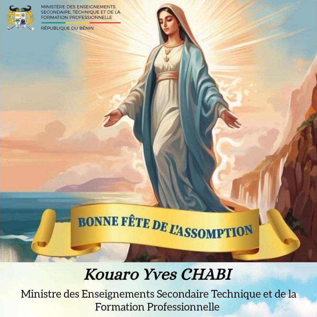 KouaroYves's tweet photo. La dévotion mène à la tranquillité du cœur.

Que la montée de la Vierge Marie au ciel élève nos prières vers le très haut et que sa lumière illumine chacun de nos pas.

Bonne fête de l'Assomption à toutes et à tous.

#KYC https://t.co/0jwImYzLQK