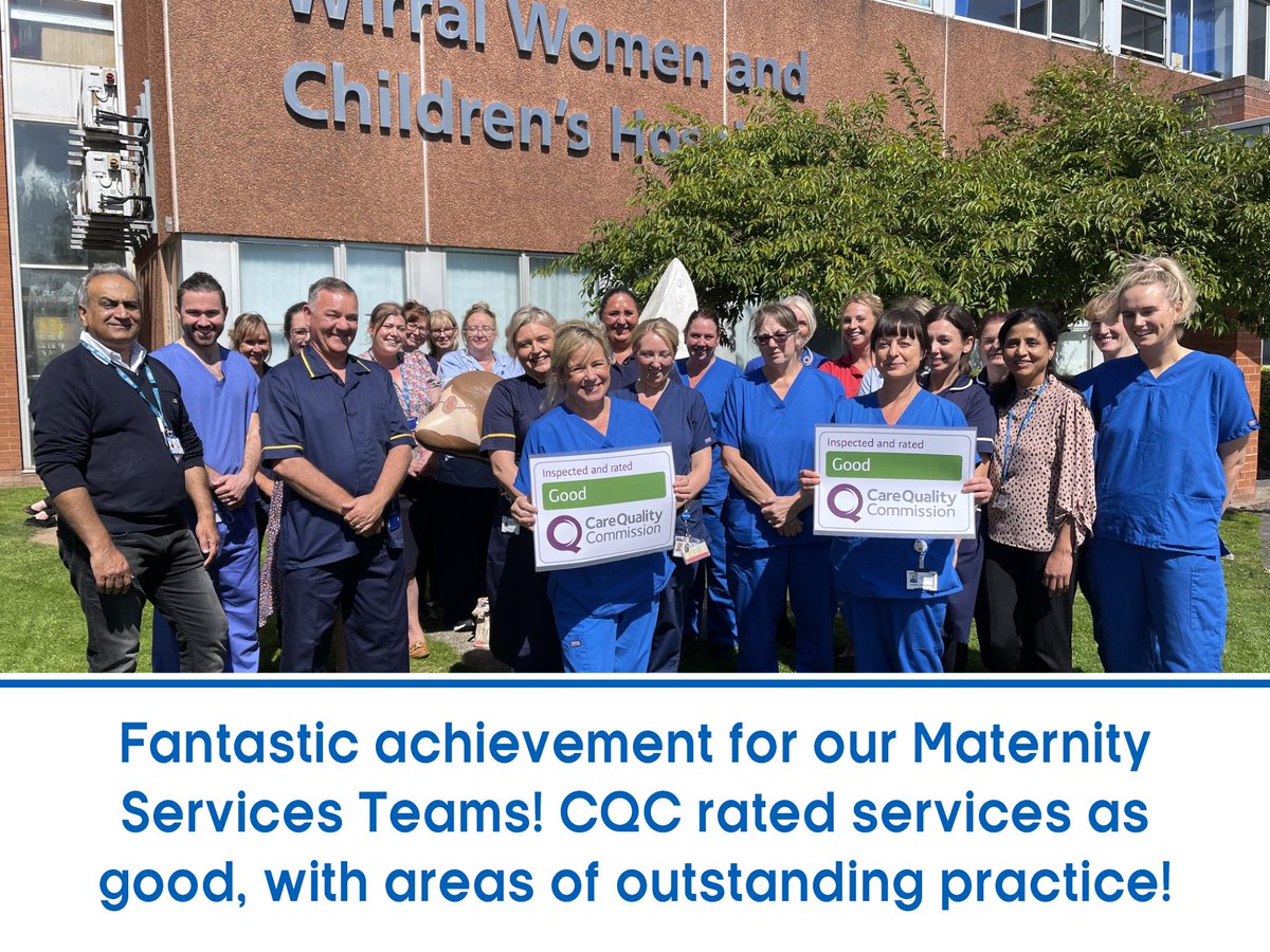 WUTHnhs's tweet photo. The team behind the success at Arrowe Park! 🤩

In their latest CQC inspection, the Maternity Services team at Arrowe Park were rated as good, with areas of outstanding practice! 💙

#WUTH https://t.co/dgQppvNYjz