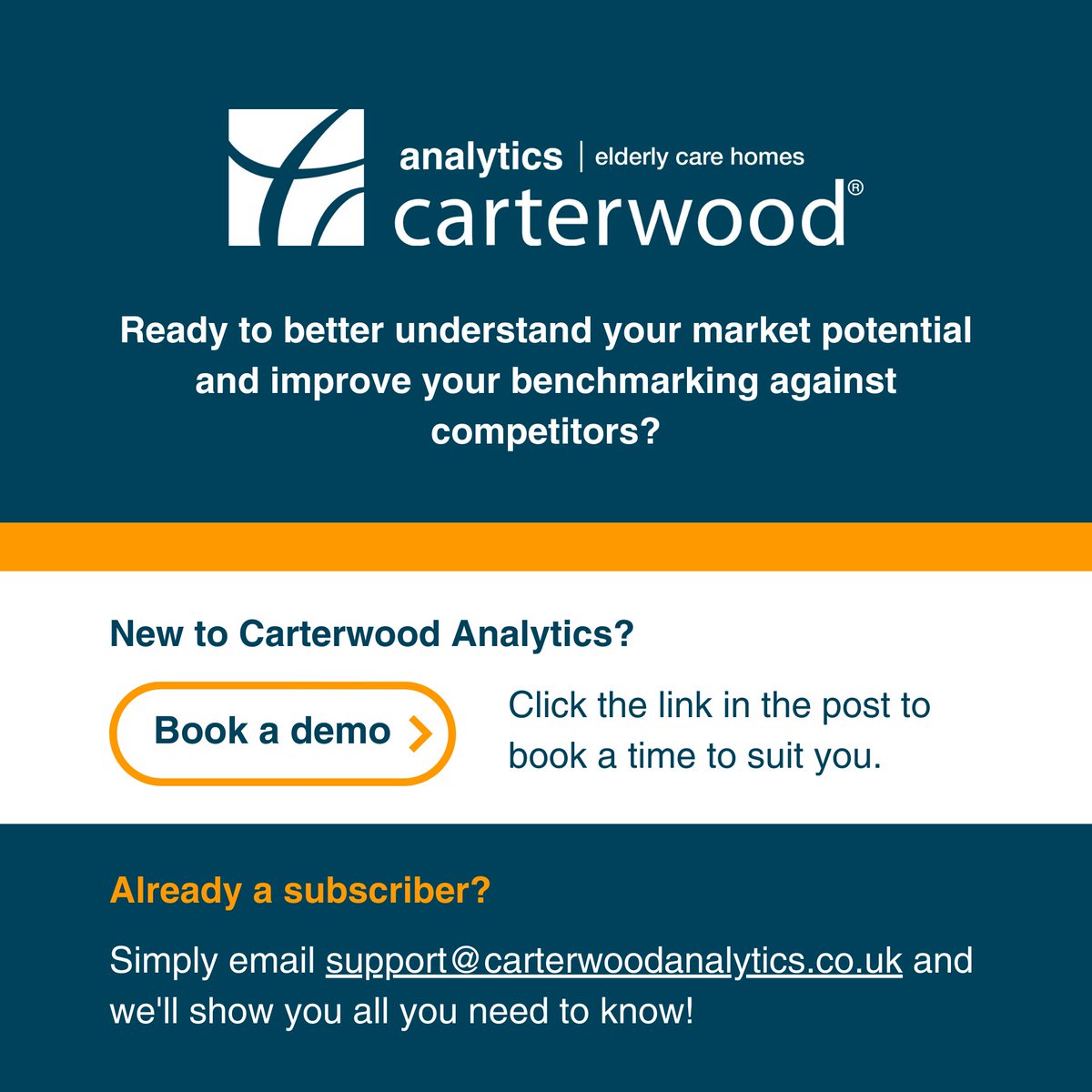 🏡💷Fresh fee data for 9,135 homes is now available in Carterwood Analytics | Elderly Care Homes. 
Did you know, there are three main ways to access fee data in Carterwood Analytics 👇🏽
Find out more and book your demo at carterwood.co.uk/analytics-elde…
#marketintelligence #datainsight
