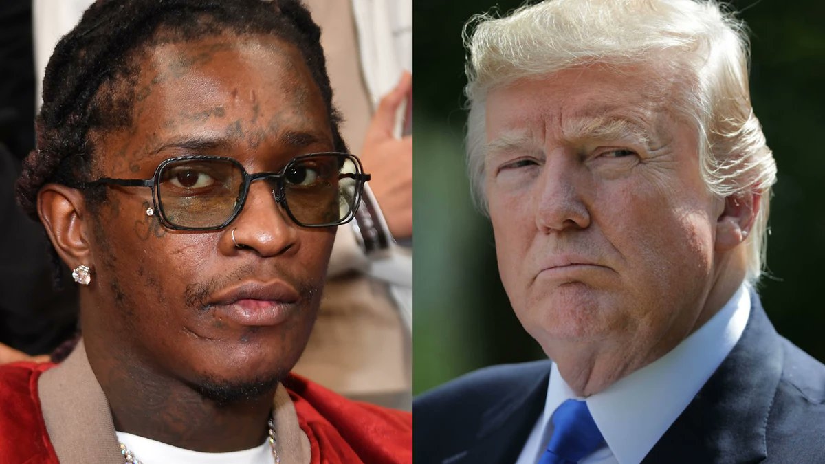 DailyLoud's tweet photo. Young Thug &amp; Donald Trump indicted on RICO charges by same DA https://t.co/SCxdatRGVz
