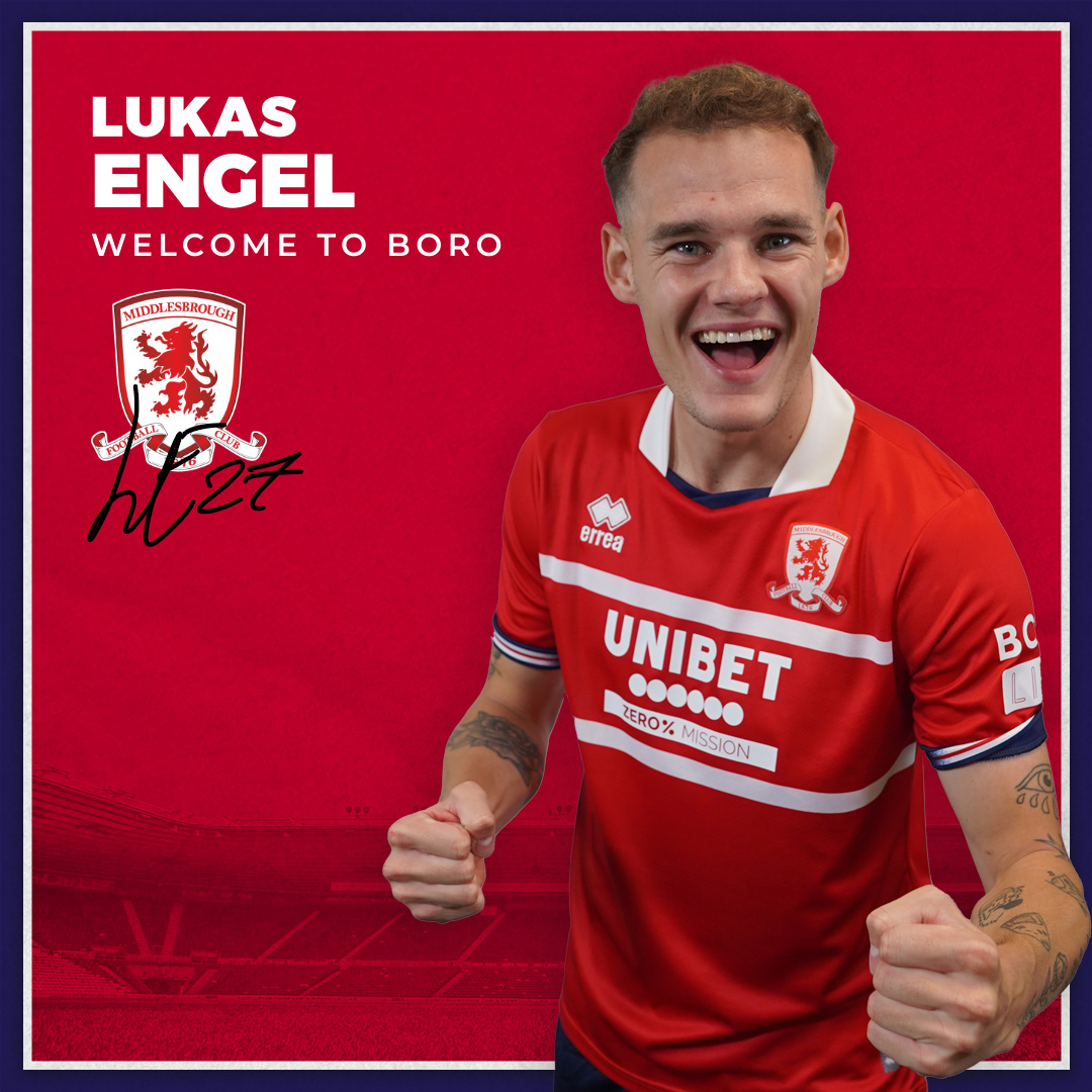 Boro's tweet photo. We're delighted to welcome left-back Lukas Engel to the club! ✍️ #UTB