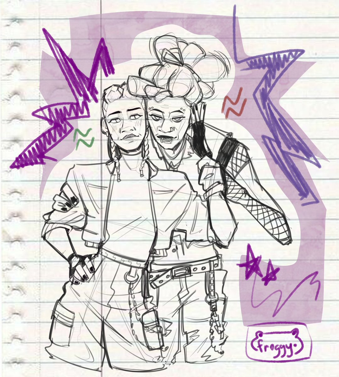lensshame's tweet photo. ☆ #punkprowler sketch ☆ 

I love their dynamic so much 🤧🤧

#AcrossTheSpiderVerse #acrossthespiderversefanart #milesprowler #HobieBrown https://t.co/fbGtijPnYp