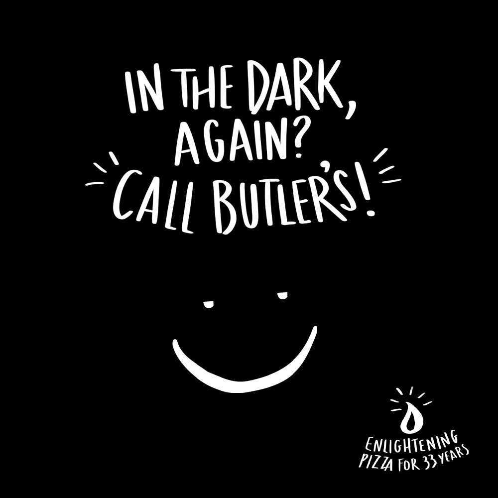 ButlersPizzaSA's tweet photo. When it gets dark, our kitchens stay on and keep the fires burning, so you can still eat pizza 🍕💡🕯️🔥 Keep those loadshedding blues away. #enlighteningpizza https://t.co/zlDXMWtr1X