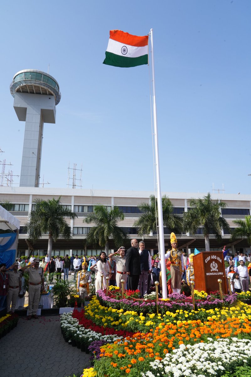 Today is a day of pride for all the Indians, as it reminds us of the beginning of an era of freedom for India. On the 77th day of India's Independence, I wish all Indians a Happy Independence Day. We, at #BLRAirport commemorate this day by hoisting the Flag.