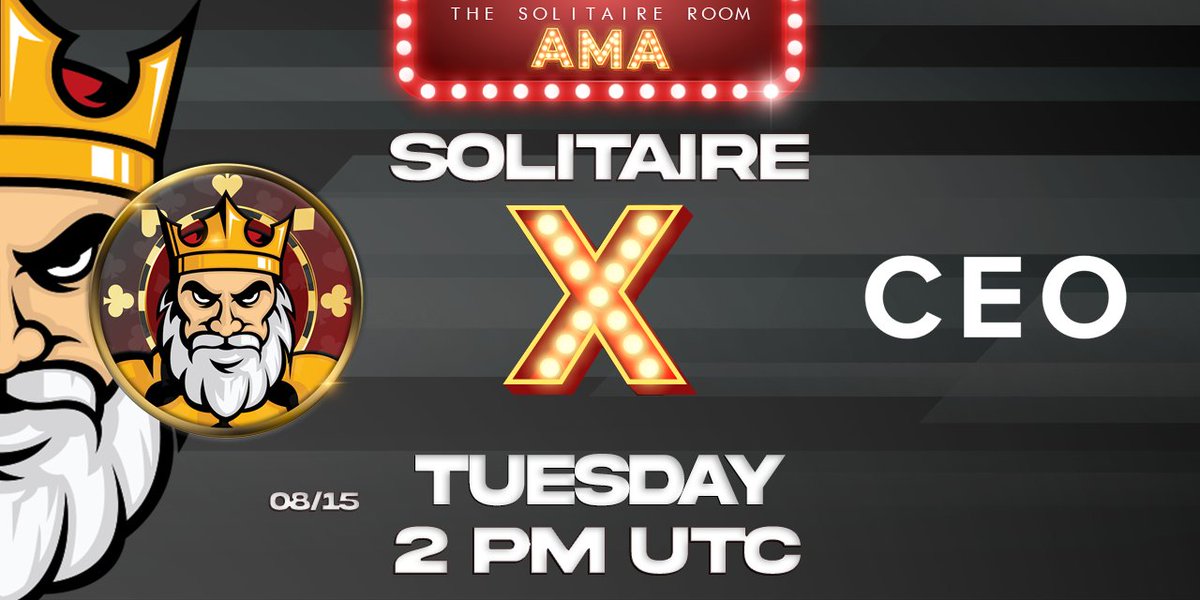 We will be hosting <a href="/BecomeACEO/">CEO Token $CEO #IAMCEO</a> over at Solitaire Prestige in 20 minutes 🔈 Be sure to join in to learn more about $CEO.  

We will also be doing a giveaway of 2 x $25 to random attendees/ listeners. #Giveaway #CryptoCommunity

AMA VENUE: t.me/TheSolitairePr…