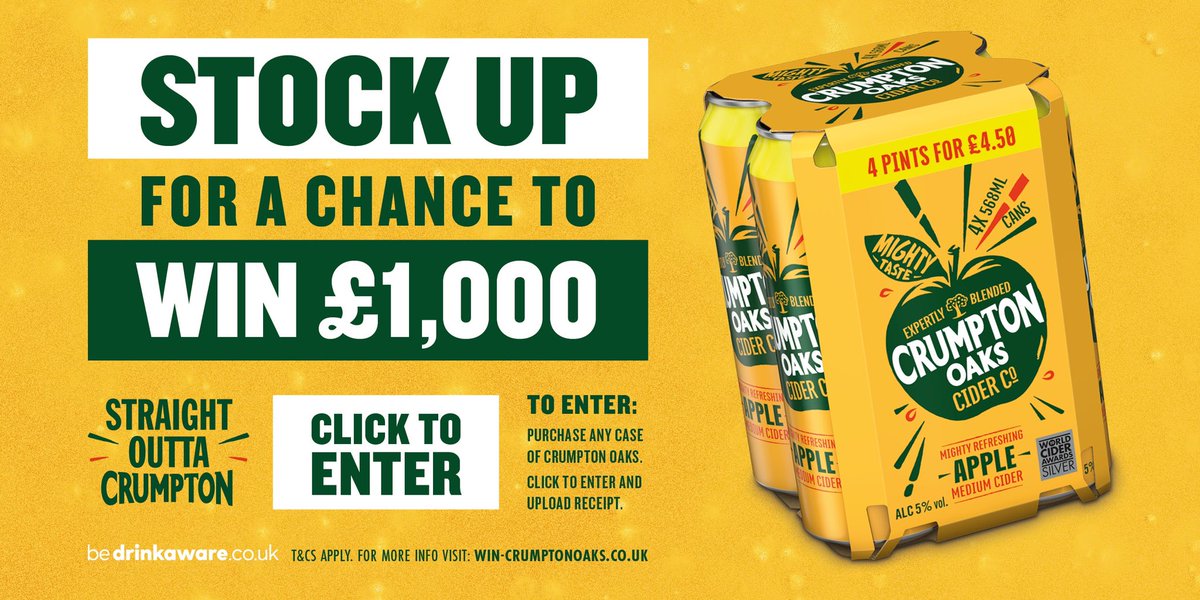 Nathan Hall (@hall00nathan) on Twitter photo 🤑 <a href="/Crumpton_Oaks/">Crumpton Oaks Cider</a> are giving retailers a chance to win £1,000 cash. Simply buy a case and upload a photo/screenshot of your invoice to win-crumptonoaks.co.uk
🍏 <a href="/astonmanorcider/">Aston Manor Cider</a> 🤑 <a href="/Crumpton_Oaks/">Crumpton Oaks Cider</a> are giving retailers a chance to win £1,000 cash. Simply buy a case and upload a photo/screenshot of your invoice to win-crumptonoaks.co.uk
🍏 <a href="/astonmanorcider/">Aston Manor Cider</a>