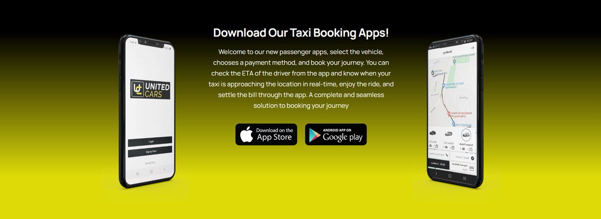 Book your taxi with our Customer Apps
iPhone: apps.apple.com/gb/app/united-…
Android: play.google.com/store/apps/det…
