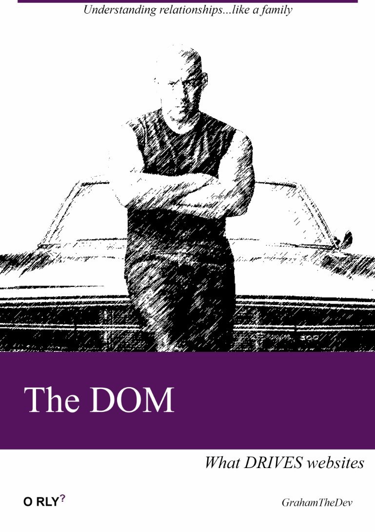 Style of "O-Reilly" books, but parody. Main title: "The DOM", with picture of Dom from The Fast and The Furious in a sketch style. Book publisher is "O RLY?" and subtext is "What DRIVES websites".