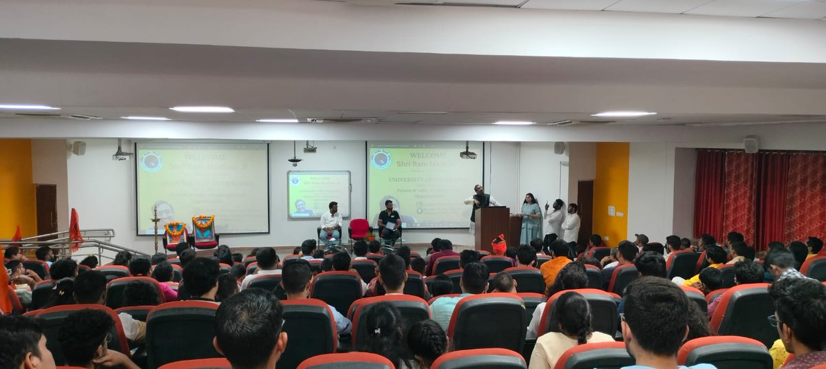 abvphcu's tweet photo. "ABVP-HCU hosts an enlightening talk by Sri Ram Madhav ji today, delving into the 'Future of India: Challenges and Opportunities'. An insightful exploration of the path ahead for our nation." https://t.co/xGS1a1K4BN