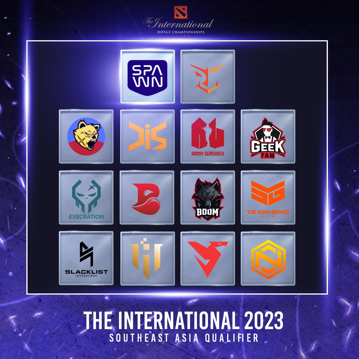 spawnteamdota's tweet photo. The International Southeast Asia Qualifier 2023 Participant 🏆
Only one will make it, comment down below who you want to see in the finals!
#dota2 #spawnteam #TI #TI2023 #SEA #esports #tournament #vision #UDV #IHC #MAG #MIPH #Neon #Boom #AG #Geekfam #SMG #Blacklist #Execration https://t.co/QcXMGFXQv8