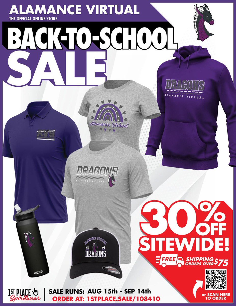 avspto's tweet photo. The Alamance Virtual Back-to-School Sale is live! Choose from hundreds of designs and garments with fast home delivery! You'll save 30% off the entire site, including all new designs and product lines! Shop at https://t.co/EzRAlEPxGn https://t.co/zXS8JuV7AI
