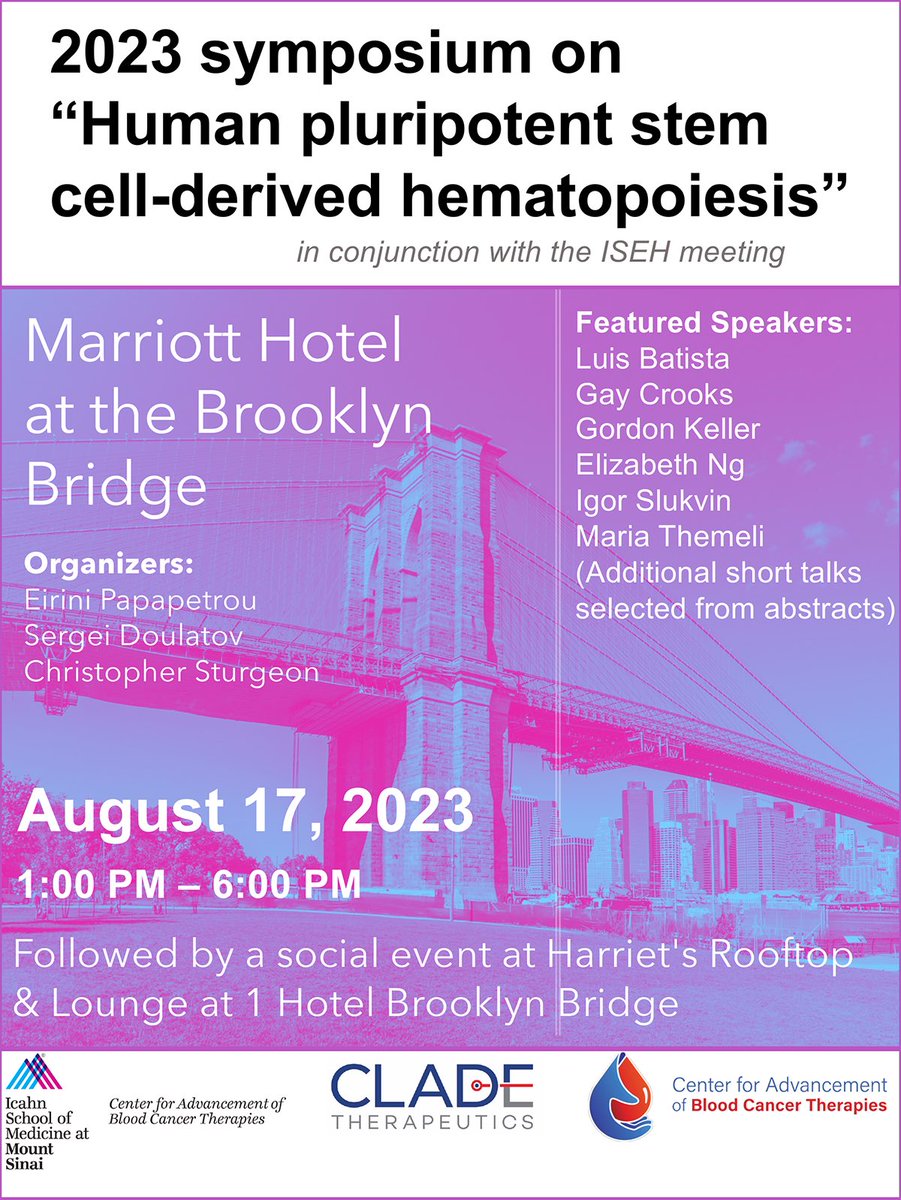 Eirini Papapetrou, MD, PhD (@papapetroumdphd) on Twitter photo Only two days left until our 2nd hPSC-hematopoiesis workshop at <a href="/ISEHSociety/">ISEH</a> #ISEH2023. <a href="/Doulatov_lab/">Sergei Doulatov</a> <a href="/Dr_Sturgeon/">Chris Sturgeon</a> and I cannot wait to welcome you in NYC 🗽🌆. #iPSCLove Details👇 Only two days left until our 2nd hPSC-hematopoiesis workshop at <a href="/ISEHSociety/">ISEH</a> #ISEH2023. <a href="/Doulatov_lab/">Sergei Doulatov</a> <a href="/Dr_Sturgeon/">Chris Sturgeon</a> and I cannot wait to welcome you in NYC 🗽🌆. #iPSCLove Details👇