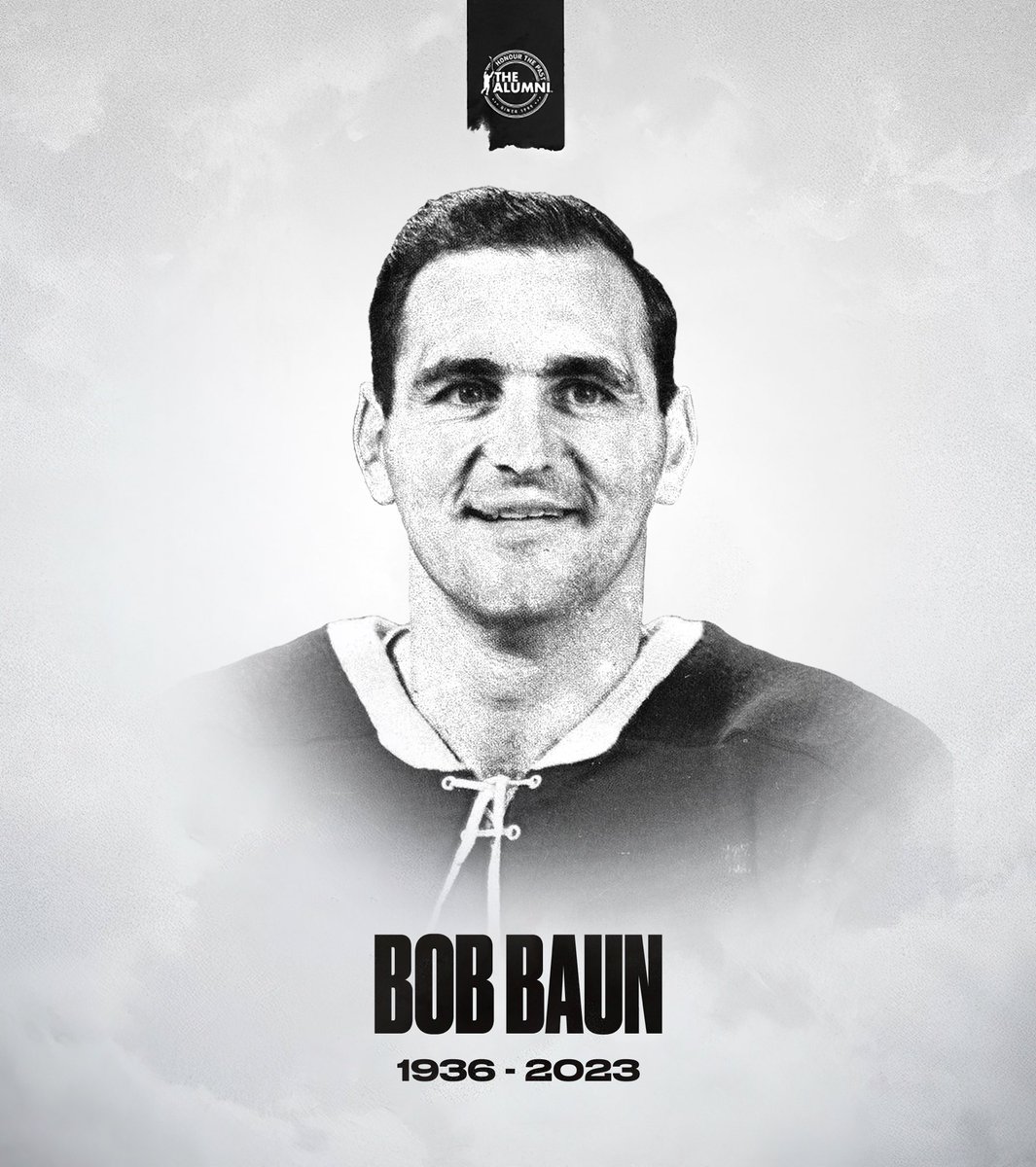 NHLAlumni's tweet photo. The NHL Alumni Association is deeply saddened to learn that Bob “Bobby” Baun has passed away at the age of 86.

Bob first joined the @NHL with the @MapleLeafs in the 1956-57 season as a hard-hitting defenseman. From 1961-1967, he helped the Leafs to win the ultimate prize of the Stanley Cup four times. Baun would take a four season break from the Leafs after his last Stanley Cup Championship to play for Oakland and the @DetroitRedWings, before retiring to Toronto where he would finish his NHL career.

Bob played in 964 games regular-season games, scoring 224 points.

In his retirement, Baun was a farmer, ran @TimHortons locations in Pickering, Ontario, and a hockey coach. Not only did he take care of his community, but he was profoundly committed to helping out his #NHLAlumni family every single day to make their tomorrow brighter. His legacy of kindness and compassion will be remembered so fondly. 

We send our deepest condolences to Bob’s family, friends, former teammates, and Alumni family during this difficult time.