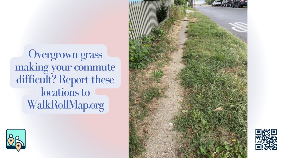 Are sidewalks that are covered by grass (like this one) impacting your ability to move around your neighborhood. Report them to our website: WalkRollMap.org!