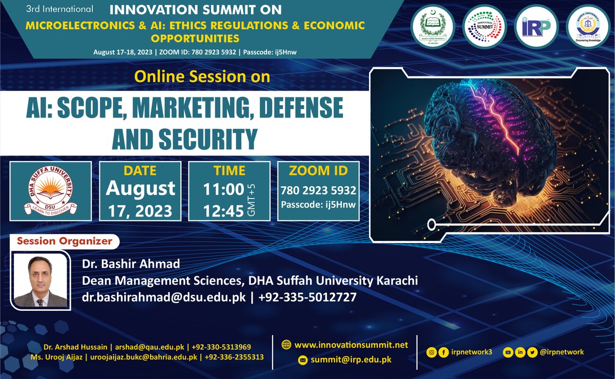 irpnetwork's tweet photo. Innovation Summit on Microelectronics &amp; AI: Ethics, Regulations and Economic Opportunities
Aug 17-18, 2023
https://t.co/PItXLhKGg9...
#InnovationSummit #onlinesummit #AISummit #AI #microelectronics #InaugurationCeremony #SUMMIT2023 #technologysummit #ArtificialInteligence https://t.co/CMXJ3hztEW