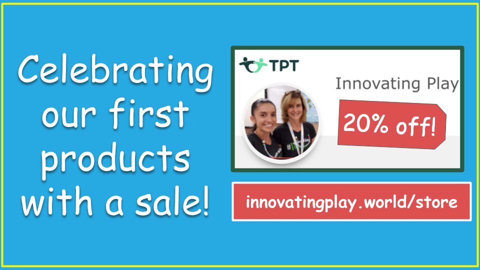 Today is the LAST DAY of our store sale! We're celebrating our first 20 products with 20% off. Get ready for back to school with tech-intro resources, playful sight word homework, & more! 📚 

➡️ innovatingplay.world/store 🛒

#InnovatingPlay #TPT #edchat #PlayBasedLearning #ecechat