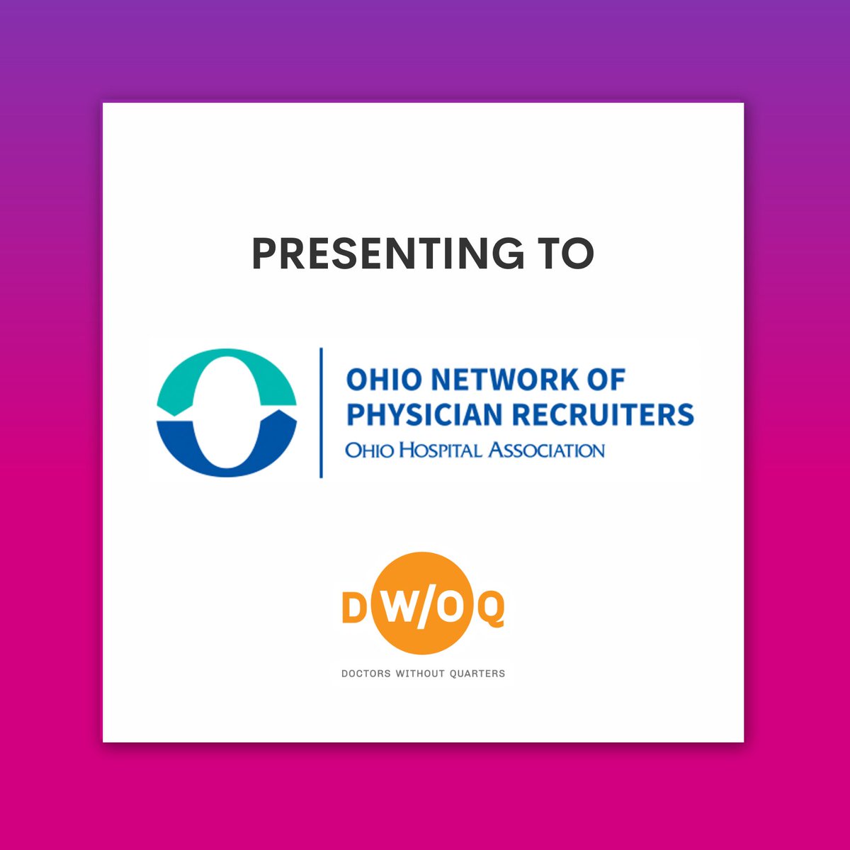 docswoquarters's tweet photo. We are excited to present a webinar to the Ohio Network of Physician Recruiters (ONPR) at @OhioHospitals today! https://t.co/Eb8suscag6