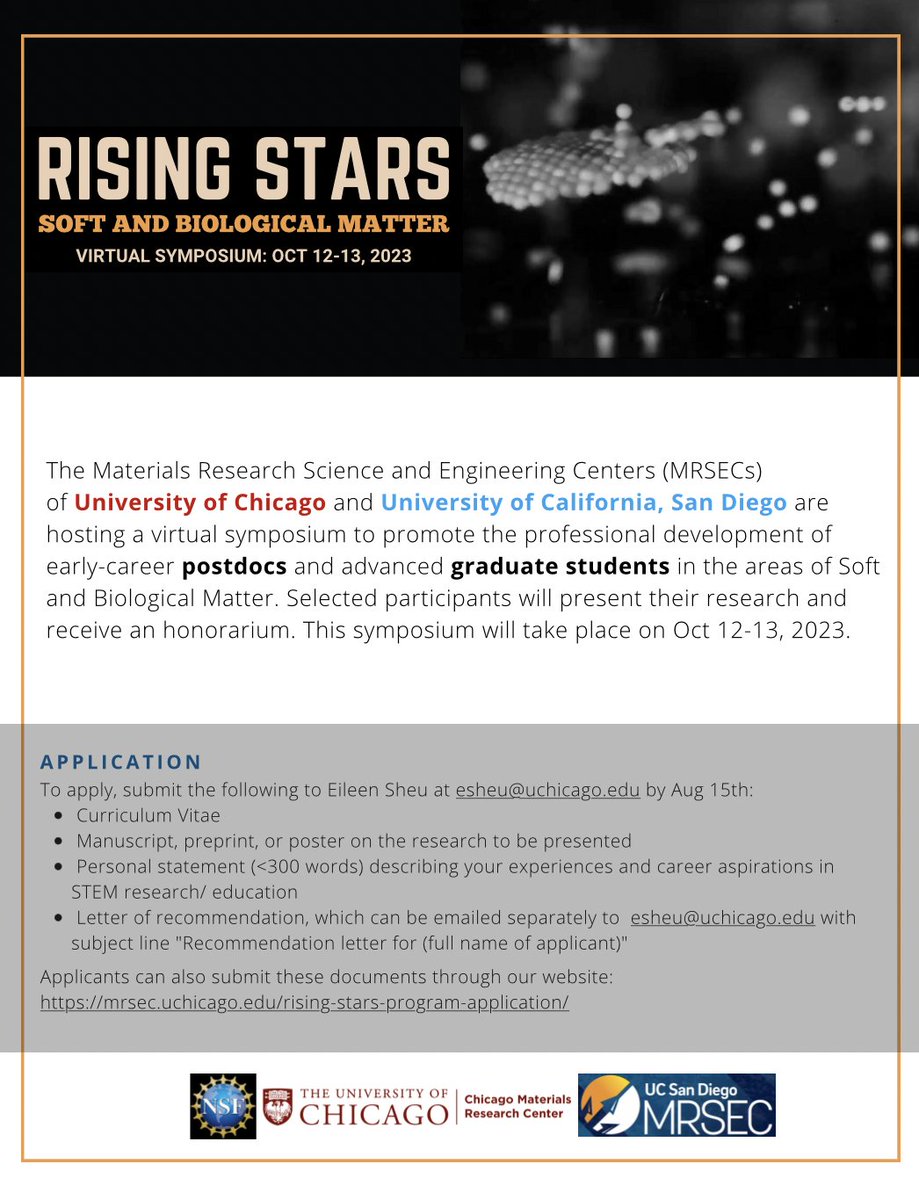 Applications for our 3rd Rising Stars Symposium due today!  It's ok if it is a day or two late!