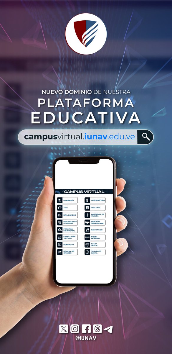 #IUNAVInforma: ¡Ahora puedes acceder a nuestra plataforma educativa a través de campusvirtual.iunav.edu.ve! 💻📲