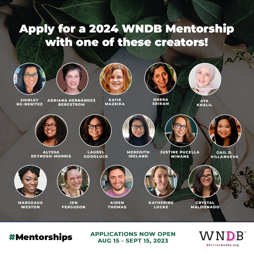 Applications for 2024 WNDB Mentorships are now OPEN! Diverse illustrators and writers, don’t miss out on your chance to work with one of our amazing mentors next year. Info and application: bit.ly/WNDBMentorship