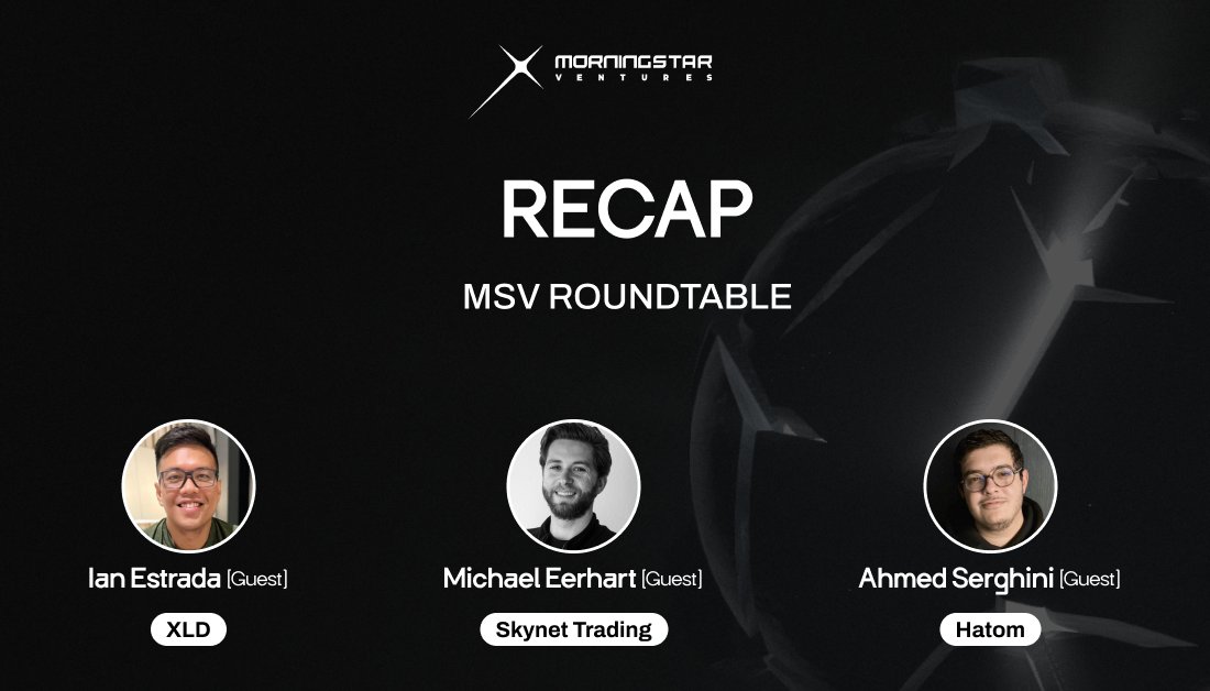 In our latest #TwitterSpace, we discussed the future of #DeFi, including the regulatory landscape and mainstream adoption.

A special thanks to our guests from @XLDFinance, <a href="/SkynetTrading_/">Skynet Trading</a>, and <a href="/HatomProtocol/">Hatom Labs</a> for the inspiring roundtable 💫

Recap:
➡️ community.morningstar.ventures/podcasts/defi-…