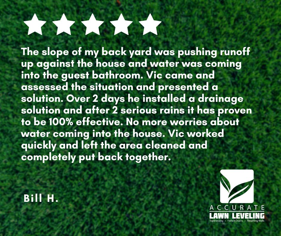 It's customers like you who make our job so rewarding. We truly appreciate your trust in our expertise & our team's hard work. Give us a call today & discover the difference: bit.ly/473fs51
#AccurateLawnLeveling #LawnCare #FrenchDrains #Landscaping #Lawn #LawnLeveling