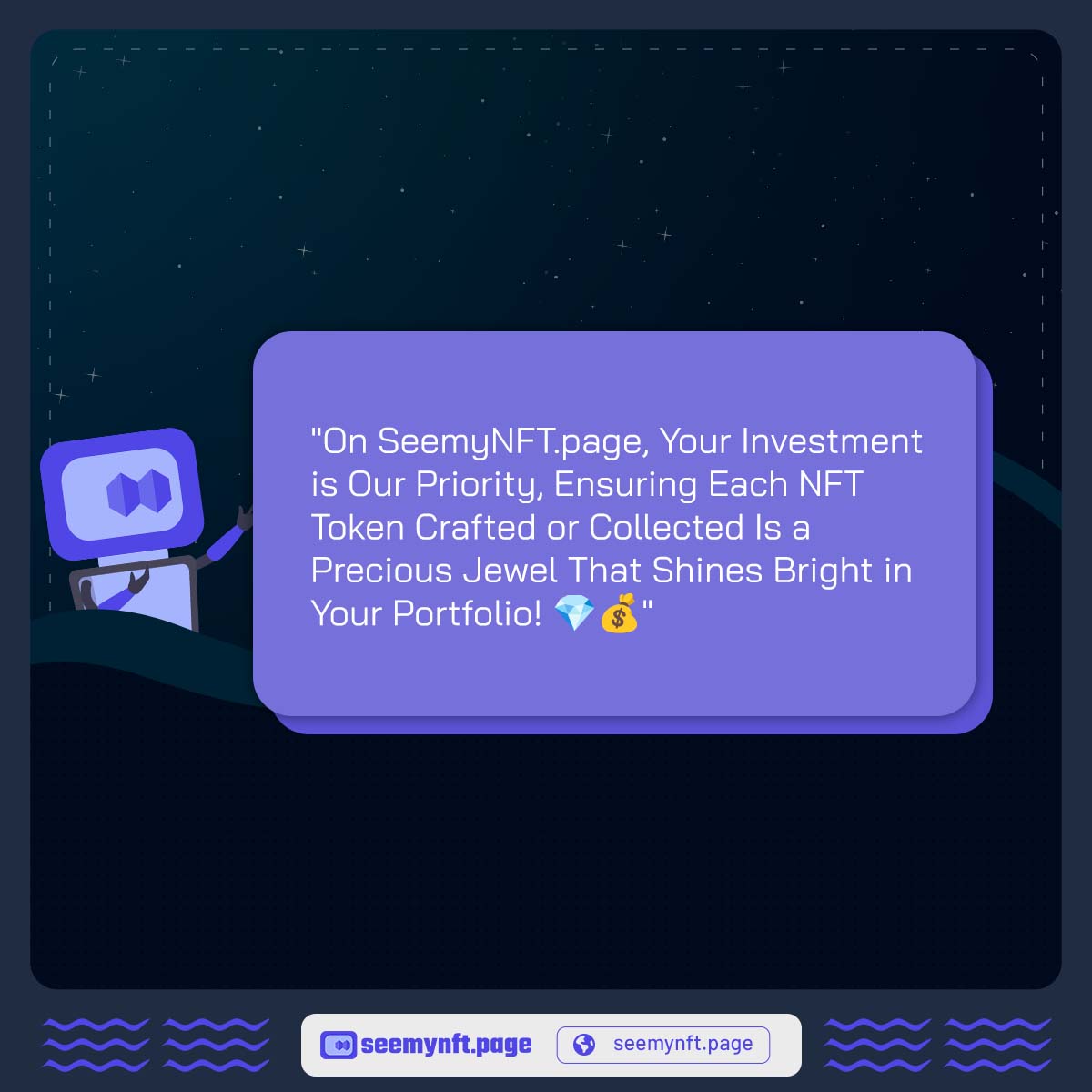 Elevate Your Portfolio's Brilliance with SeemyNFT.page! Every NFT Token Shines as a Precious Jewel, Reflecting Success and Illuminating Your Investment Journey. Let Your Portfolio Sparkle! 💫💎✨seemynft.page #SeemyNFT #InvestmentBrilliance