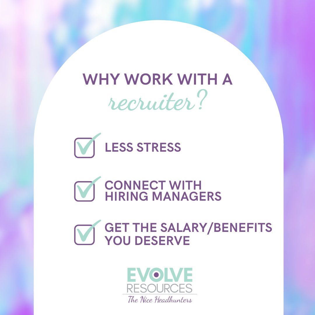 EvolveRecruits's tweet image. A good recruiter makes a huge difference in your job search success! Here are some benefits of working with the dedicated experts at #EvolveResources! evolveresources.com